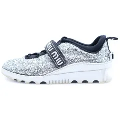 miumiu (ミュウミュウ) ロゴ ラメグリッター ローカットスニーカー シルバー 5E613B