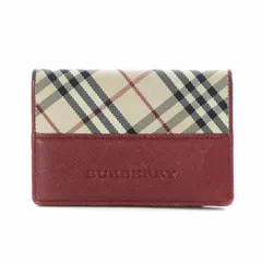 バーバリー BURBERRY 名刺入れ カードケース パスケース 定期入れ ノバチェック ロゴ型押し PVC ベージュ 赤 レッド /AQ ■GY14のサムネイル