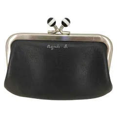 【美品】アニエスベー　ボーダー　レザー　がま口　長財布 アニエスベー】オシャレ♪ ボーダーがま口 財布 (Agnes b