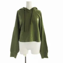 アディダスオリジナルス adidas originals プルオーバーパーカー ショート丈 フーディー ロゴ 刺繍 長袖 M 緑 グリーン /RO ■OF