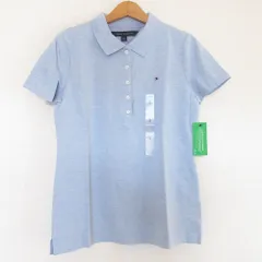未使用 TOMMY HILFIGER トミーヒルフィガー ショートスリーブ ロゴ刺繍 ポロシャツ S ブルー レディース 古着 中古 USED