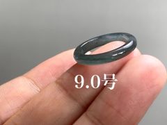 L12-148 氷種 高級感 黒翡翠 9.0号 天然グアテマラ産 A貨 本翡翠 くりぬき リング