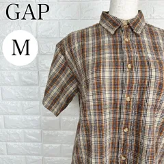 ☆値下げ交渉OK☆  GAP ギャップ M チェックシャツ 半袖 ブラウン系 【A1680-00】