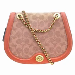 コーチ COACH ショルダーバッグ シグネチャー チェーン レザー 75577 黒 ブラック ボルドー /JS