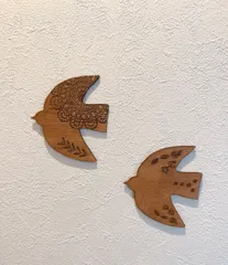 木製　ウォールデコ　オーナメント　壁飾り　北欧　【鳥】