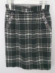 ◇ Fabulous Angela 装飾 チェック 厚手 膝丈 タイト スカート サイズF ブラック ホワイト レディース P  【中古】 【1209300009815】