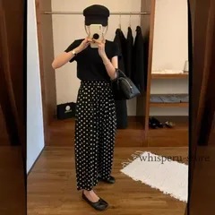 ガウチョパンツ 夏 レデイエロース ボトムス ゴムウェスト 体型カバー 冷感 水玉 涼しい ゆったり カジュアル おしゃれ ワイドパンツ ロン