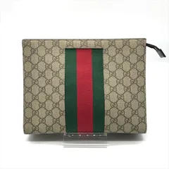 良品 GUCCI グッチ シェリーライン GGスプリーム キャンバス クラッチ セカンド バッグ ベージュ k1998