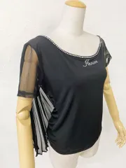 【半袖】新品Ｌ　アシンメトリーデザイン　背中ドレープカットソー黒 b1316