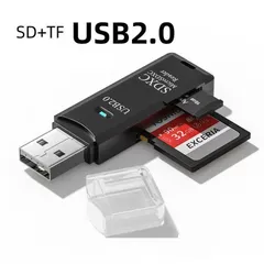 USB2.0 カードリーダー SDカード TFカード対応 二合一 黒色 高速転送 パソコン ノートPC タブレット カメラ 車載対応ka10000a312