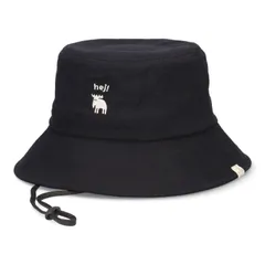 57.5 cm_ブラック [モズ] あごひも付き コットン バケットハット COTTON BUCKET HAT (ブラック)