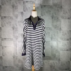 ラコステ LACOSTE ポロシャツ チュニック 【40】 ネイビー ボーダー 長袖 スキッパー カジュアル スポーティー ゴルフ オールシーズン