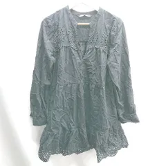 ◇ ⊇ ZARA ザラ コットン100％ 長袖 膝丈 ワンピース サイズM ブラック レディース E  【1410100012381】