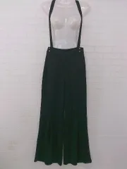 ◇ DURAS デュラス シンプル 金ボタン フレア サロペット パンツ サイズF ブラック レディース P 1308010008498