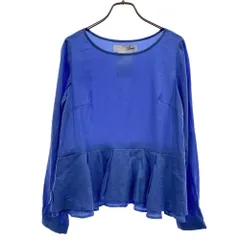 イチパーセント 日本製 長袖 ブラウス 2 ブルー系 1％ レディース 古着 【240403】 メール便可