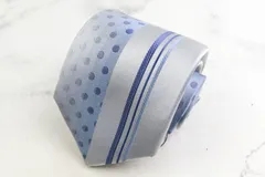 コムサメン ブランド ネクタイ ストライプ柄 シルク 日本製 未使用タグ付 PO メンズ グレー COMME CA MEN