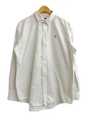 RALPH LAUREN (ラルフローレン) 長袖シャツ ワンポイントロゴ刺繡 ボタンダウン コットン100％ スリランカ製 ホワイト メンズ/004