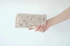 POMTATA (ポンタタ) | HAK L Zip Long Wallet (flower spark/gold) | 財布 ロングウォレット 国産 レザー 誕生日プレゼント お財布 お誕生日 レディース おしゃれ 母の日 プレゼント 本革 革 おさいふ