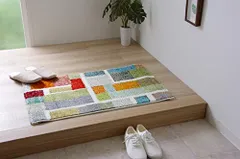 約50×80cm_エデン アイボリー イケヒコ 玄関 選べる マット ラグ ウィルトン トルコ エデン 約50×80cm アイボリー 幾何柄 抗菌防臭 消臭機能 へたりにくい #2042639のサムネイル
