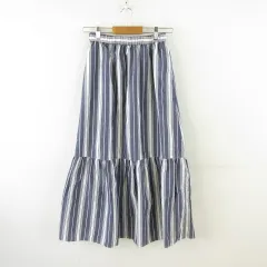 ハニーサックルローズ Honeysuckle Rose ストライプスカート フレア ロング 青 白 M *A516