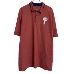 NIKE 半袖 ポロシャツ XL レッド系 ナイキ ハーフボタン ビッグサイズ アームプリント ワンポイント 古着卸 アメリカ仕入 a703-5626