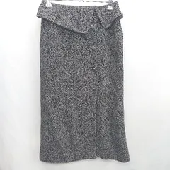 ◇ ⊇ NATURAL BEAUTY BASIC 斜めストライプ柄 膝下丈 タイト スカート サイズＳ ブラック系 レディース E  【1502060020497】