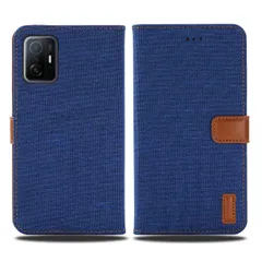 【特価商品】【 Viesa 】 新型モデル デニム デザイン ケース 手帳型 Xiaomi Mi 11T / Mi 11T Pro 対応 XIAOMI 手帳ケース (ブルー) 全面保護 ベストデニム材料 カード収納ポケット 横置きスタンド機能 スマホケース シのサムネイル