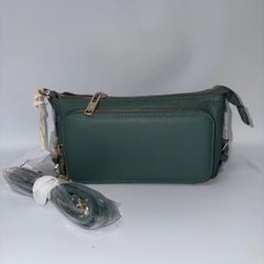 タカシマヤ CARA O CRUZ ダークグリーン ショルダーバッグ ジッパー付 