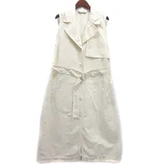 ユニクロ UNIQLO JWアンダーソン リネンブレンド ラペル ワンピース ノースリーブ ベルト付 アイボリー M 447328
