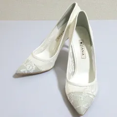 未使用 DIANA ダイアナ ポインテッドトゥ レース パンプス 23cm ホワイト レディース 古着 中古 USED