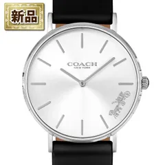コーチ Coach 腕時計 ペリー 14503115 馬車 サンレイ シルバー文字盤 SS ブラック レザーベルト クオーツアナログのサムネイル