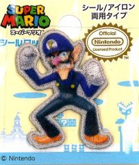 ING-MRS-038 キャラクター シール（ 刺しゅう ） ワッペン  スーパーマリオ （ ワルイージ ) スター キャラクターワッペン アップリケ アイロン 刺繍 かわいい おしゃれ マーク キッズ 子供 こども 入園 入学