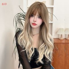 ウィッグ 巻き毛  ウェーブ フルウィッグ  かつら グラデーション ロング バレない うねり髪 レディース コスプレ 髪 かみ  女性  自然 おしゃれ 分け目  韓国 普段 かわいい 可愛い 医療用ウィッグ