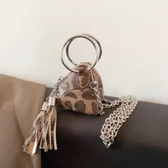 ショルダーバッグ　ミニバッグ　ポーチ　小物入れ　ヒョウ柄　茶