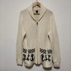 綺麗★OLD GAP 2010年製 カウチン ニット セーター カーディガン フルジップ コットン ショールカラー きなり オフホワイト メンズ サイズL ビンテージ オールド ギャップ レトロ USブランド古着 USED