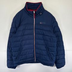 古着 トミーヒルフィガー TOMMY HILFIGER ジャケット 中綿ジャケット フルジップ キルティング ワンポイントロゴプリント L  ネイビー メンズ
