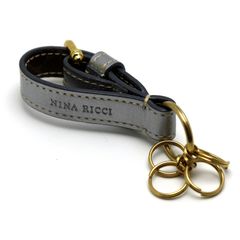 ニナリッチ　キーリング　レザー　牛革　メタルックシルバー　ゴールド金具