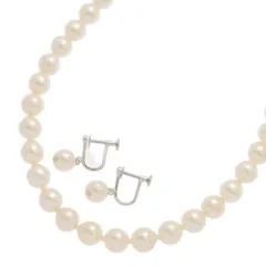 ジュエリーセット・アコヤ真珠 パール ネックレス・イヤリング/Silver/銀製-35.0g/シルバー/プレゼント/贈り物【♀】【A】【レディース】■545358【中古】