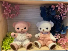 ハニーベア 服 サロペット 白×ピンク