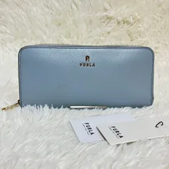 フルラ 長財布 ラウンド カメリア アーチロゴ 水色 ★お値段交渉を受け付けます。【C0029】