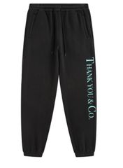 Thank you & Co. スウェットパンツ ブラック×ティファニーブルー　ユニセックス