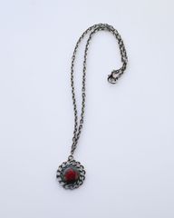 rose motif vintage necklace black×silver ヴィンテージ 薔薇 ローズ モチーフ シルバーカラー ネックレス 燻し調