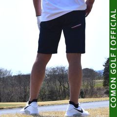 新品【COMONGOLF/コモンゴルフ】トリコロールラインゴルフショートパンツ/ネイビー(CG-S23016)ゴルフパンツ ハーフパンツ 短パン 半ズボン 夏 ウエストゴム ストレッチ ポンチ 大きいサイズ M L XL XXL XXXL  LL 3L 4L