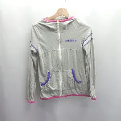 ◇ ⊂ adidas アディダス ロゴ刺繍 長袖 パーカー サイズS グレー系 レディース E  【1503060040867】