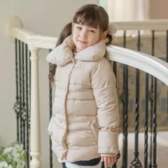 【ベージュ】裏ボアリボン中綿コート TAK キッズ キャサリンコテージ