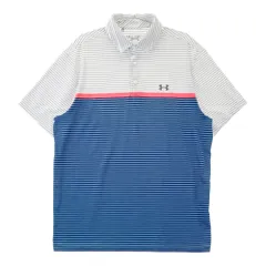 サイズ：2XL UNDER ARMOUR アンダーアーマー 1325113 半袖ポロシャツ ボーダー柄 ホワイト系 [240101295389]# ゴルフウェア メンズ ストスト