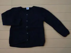 プチバトー PETIT BATEAU アウトレット 子供服 女の子 ニット カーディガン 24M 約 80cm 紺 長袖 ウール100% 秋 冬 ベビー服 ★3 トップス ガールズ 女児 キッズ ベビー 【中古】 ユーズド 古着 子ども服 こども
