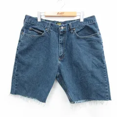 W37/古着 リー Lee ショート パンツ ショーツ メンズ 濃紺 ネイビー デニム 25aug02 中古 ボトムス 短パン ショーパン ハーフ