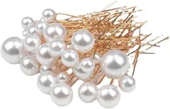 Liebendo パール パールピン Ｕピン ヘアアクセサリー 髪飾り ヘアピン パーティ 結婚式 着物 成人式 卒業式 和装 花嫁 普段使い(ゴールド)