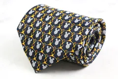 ディズニー ブランド ネクタイ 総柄 格子柄 小紋柄 ミッキーマウス TDL PO メンズ ネイビー Disney 【中古】